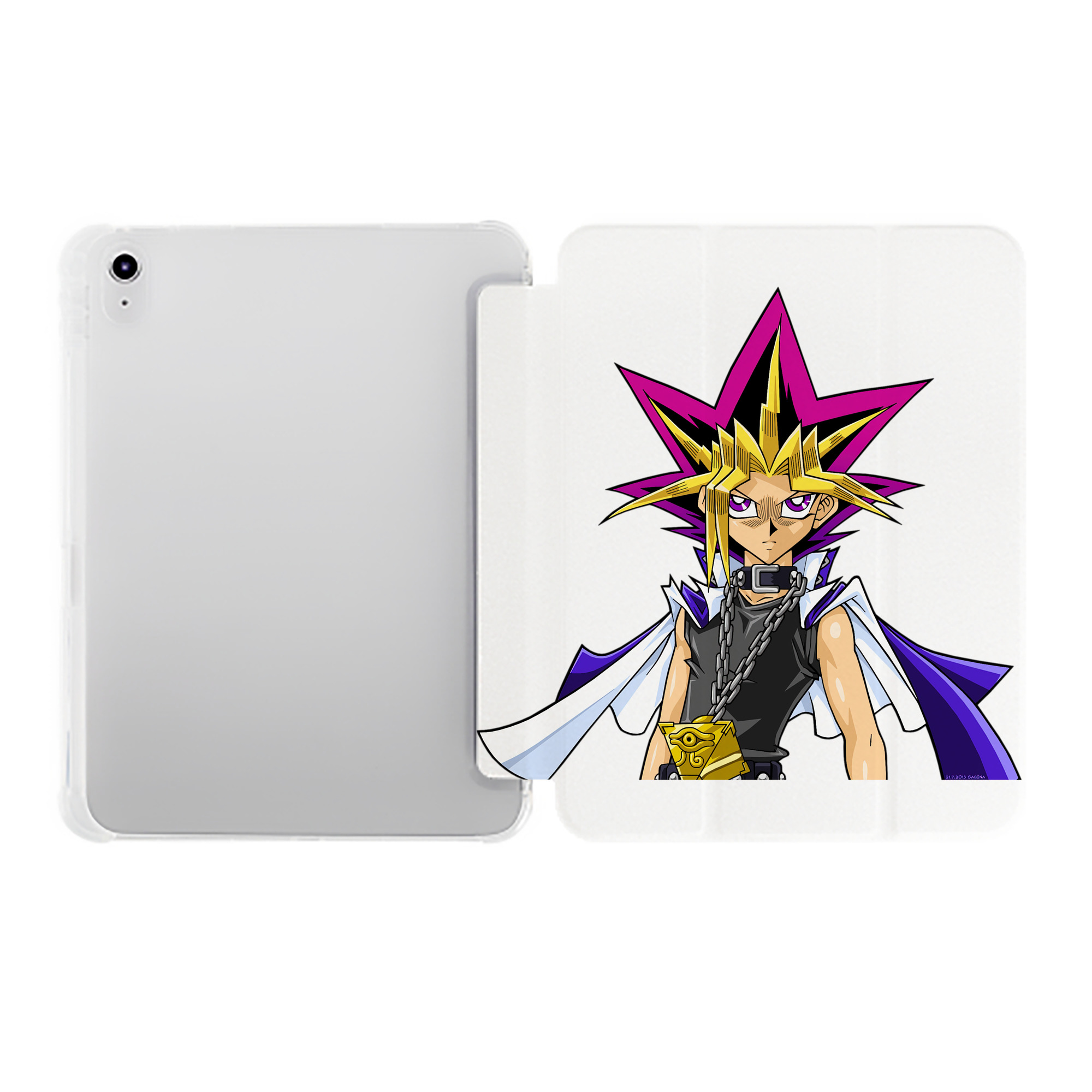 （画像用） 遊☆戯☆王 Yu-Gi-Oh! IPad ケース ペン収納付き 三つ折りスタンド PUレザー×シリコン 対応機種9.5/10.5/10.9インチ